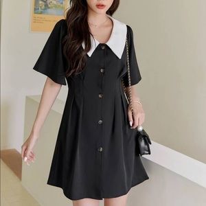 Black collar button up dress NWOT Small